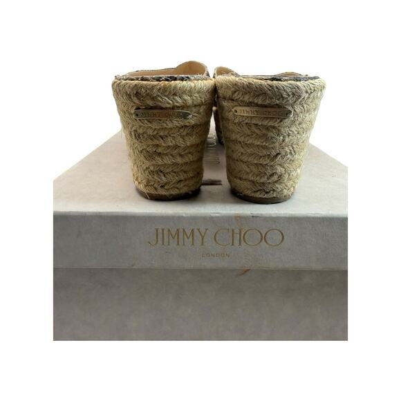 JIMMY CHOO Dovina Snake Embossed Espadrille Platform Wedge Women's Size 40 - Picture 9 of 16